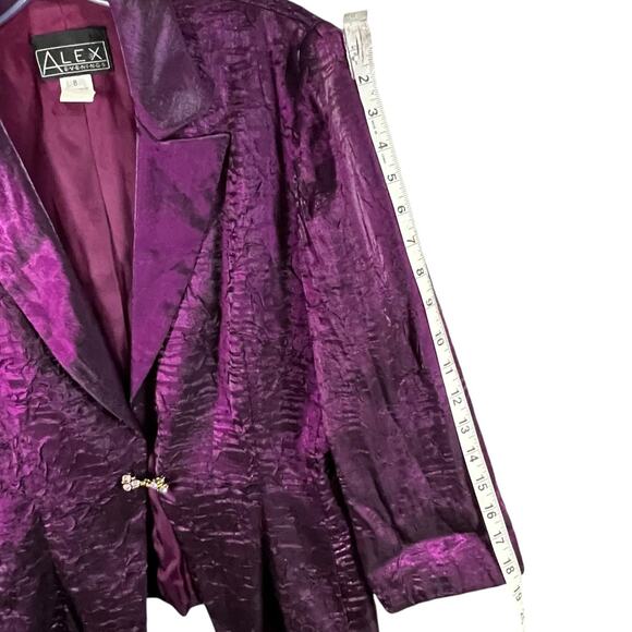 Alex Evenings Vintage Blazer Jacket Women 8 Purple Crinkled Cocktail Whimsygoth - Picture 11 of 15